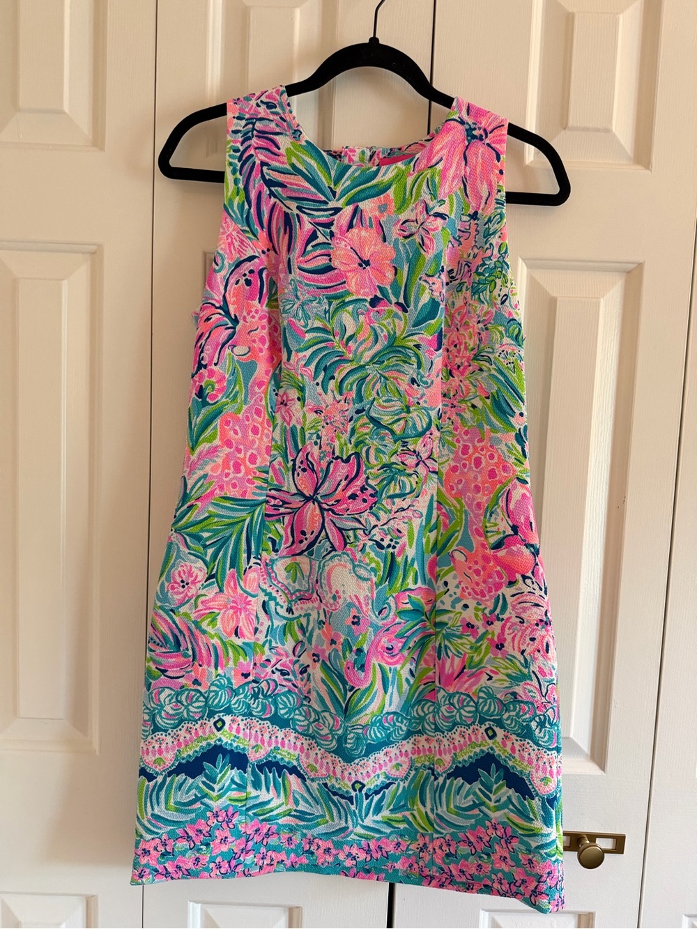 Lilly Pulitzer Pink & Green Floral Sleeveless Shift Dress